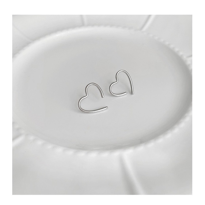 Bông tai mạ bạc S925 hình trái tim đơn giản