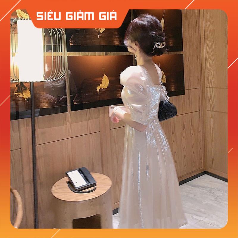 Đầm Nữ Vải Tơ Ánh Kim, Váy Tiểu Thư Sang Chảnh