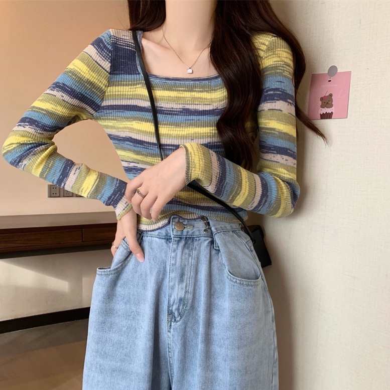 Áo sweater SUXI dệt kim tay dài dáng ôm dễ phối đồ thời trang mùa thu cho nữ