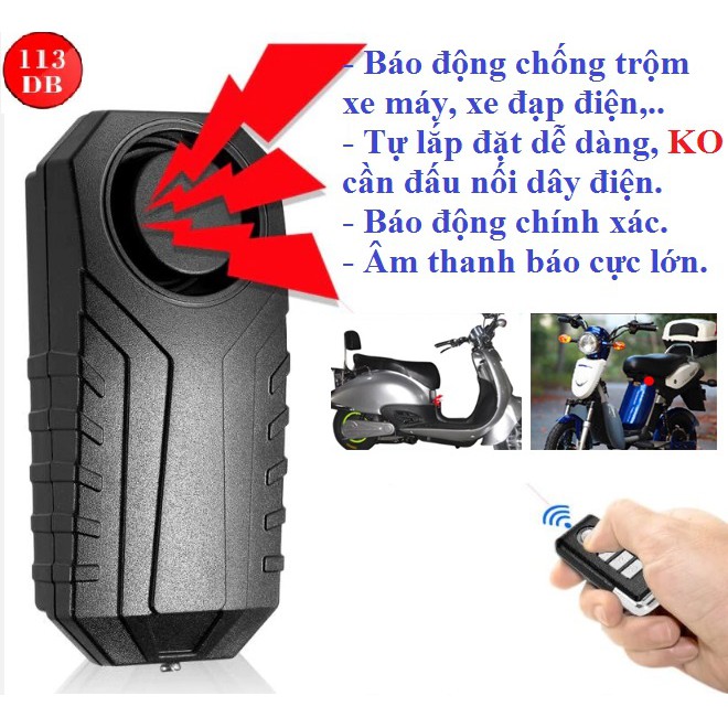 Báo động chống trộm xe máy, xe đạp điện cực nhạy, còi hú to