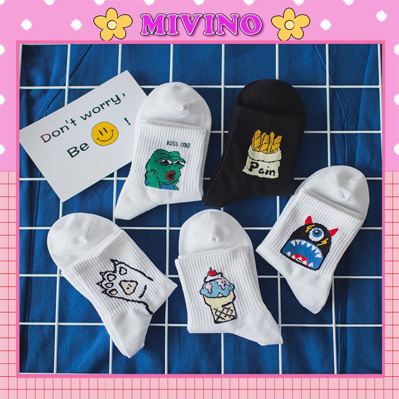 Tất nữ cổ cao Mivino vớ nữ hình ếch xanh meme cực đáng yêu TN25