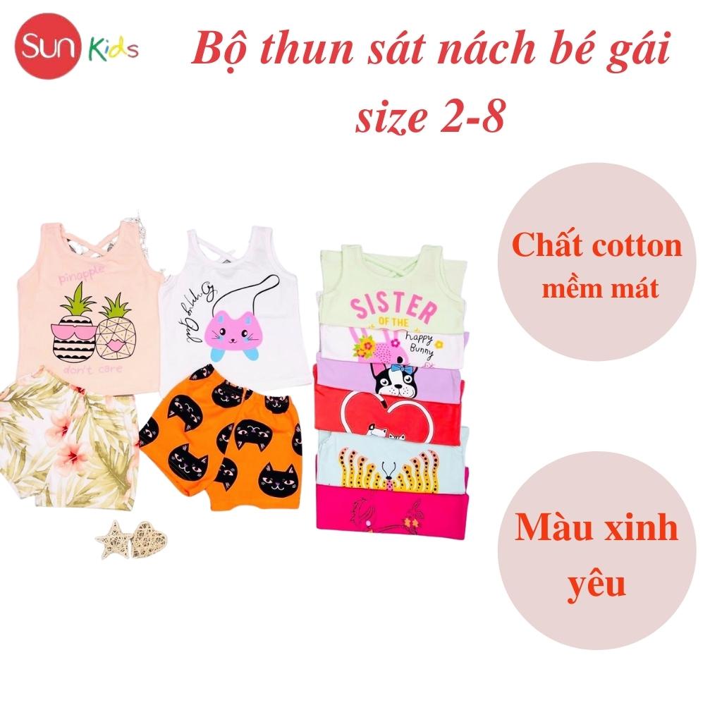 Đồ bộ thun bé gái, đồ bộ trẻ em chất cotton, có nhiều màu, size 2-8 tuổi - SUNKIDS