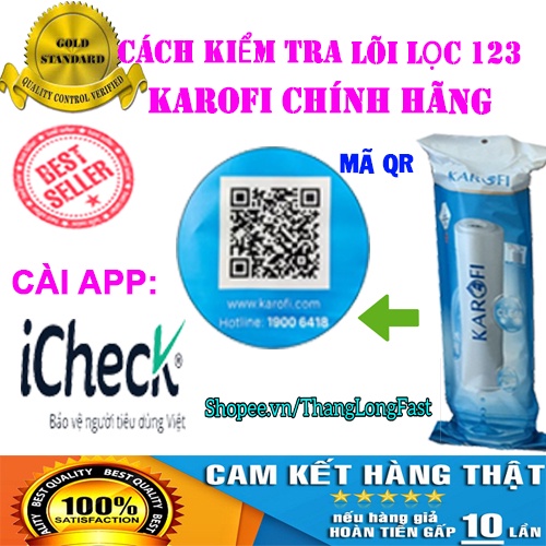 LÕI LỌC NƯỚC KAROFI SỐ 123 , BỘ 3 LÕI LỌC KAROFI CHÍNH HÃNG SỐ 1-2-3