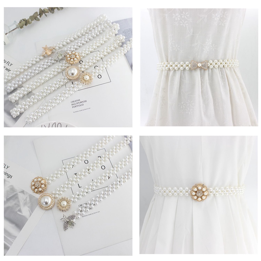 Dây đeo thắt lưng đính ngọc trai nhân tạo trang trí quần áo cho cô dâu