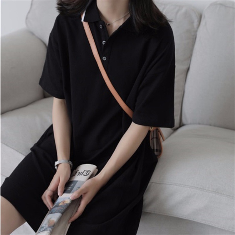 Đầm Thun Tay Ngắn Cổ Polo Dễ Phối Đồ Hợp Thời Trang Cho Nữ