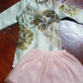 SET ÁO DÀI GẤM BÉ GÁI