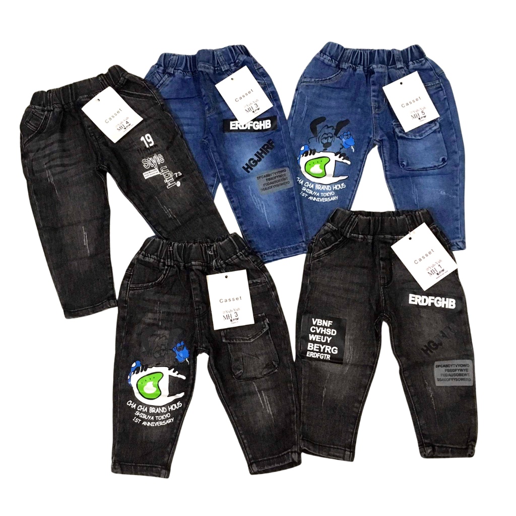 Quần bò/ quần jeans dài cá tính cực chất cho bé trai size nhí 8-14kg