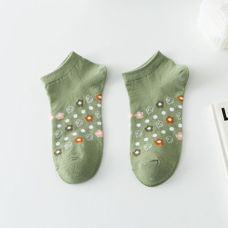 Set 5 đôi tất cổ ngắn hoa xanh cotton siêu xinh BAG U TATMIX078-hoaxanh