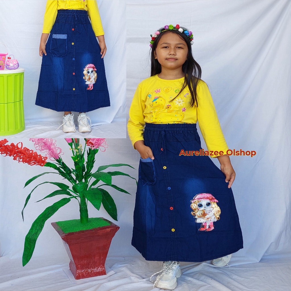 Chân Váy Jean Có Đèn LED Cho Bé Từ 3-13 Tuổi