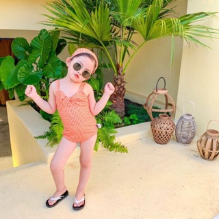 Bikini kẻ cam cho bé gái ko kèm mũ