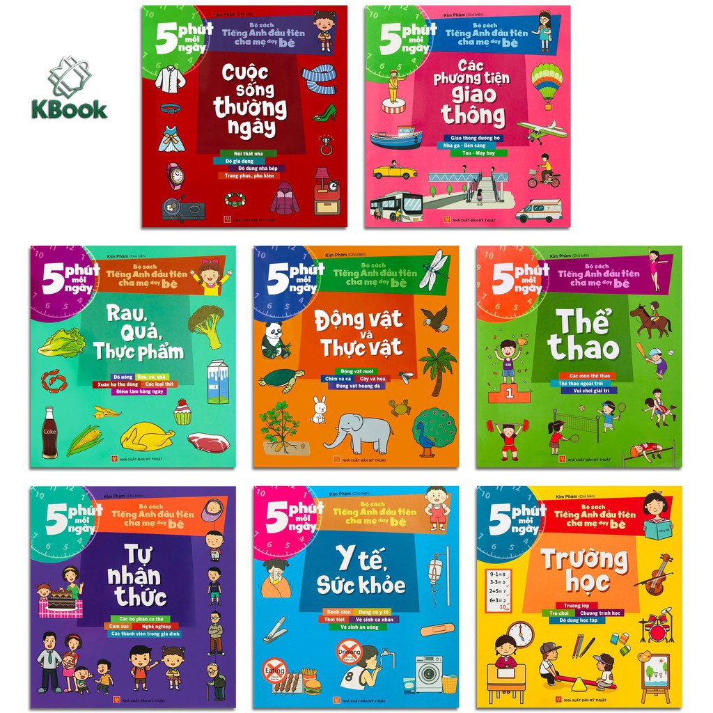 Sách - Combo 5 phút mỗi ngày - Bộ sách tiếng Anh đầu tiên cha mẹ dạy bé (8 quyển - lẻ cuốn tùy chọn)