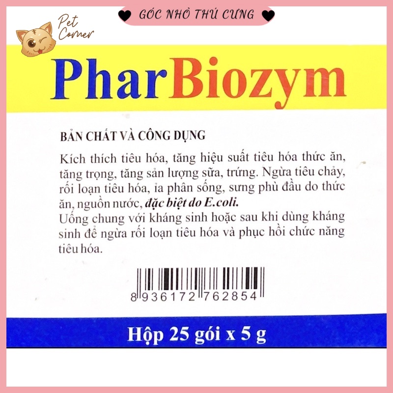 Men tiêu hóa sống cho chó mèo Pharbiozym gói 5gr