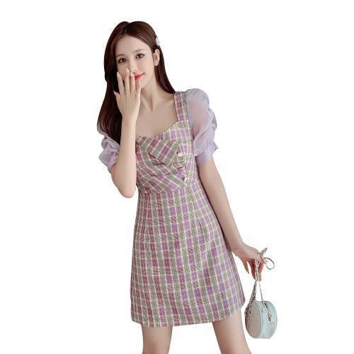 Đầm Nữ Tay Ngắn Họa Tiết Caro Thời Trang Quyến Rũ | BigBuy360 - bigbuy360.vn