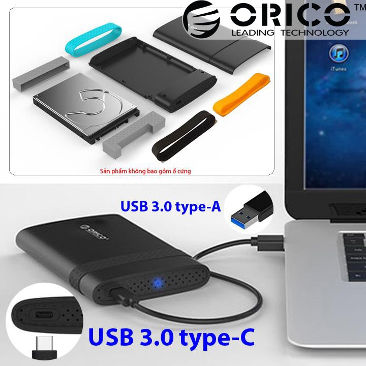 Box ổ cứng 2.5 inch SATA USB type-C 3.0 Orico 2538C3 BX18 BX53 BX55