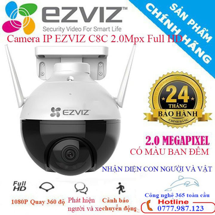 Camera 2M WIFI (Xoay) Ngoài Trời EZVIZ C8C Màu Ban Đêm 1080P,Tích hợp Micro Thu Âm,Nhận diện AI Thông Minh - BH 24 THÁNG