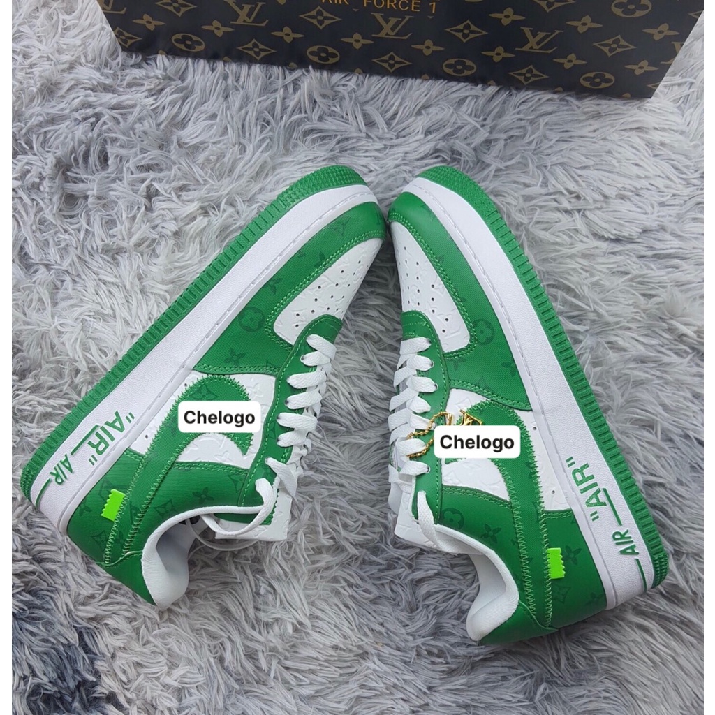 Giày thể thao af1 L.V hai màu xanh lá, xanh da trời siêu hót, giày sneaker l.v xanh lá, xanh da trời