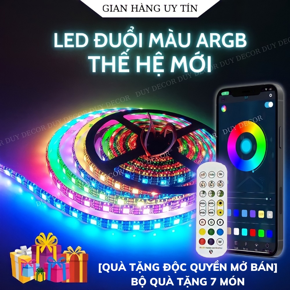 Cuộn dây đèn 5m LED RGB 5050 nháy theo nhạc không cần vào app, đèn led tiktok dán tường thông minh