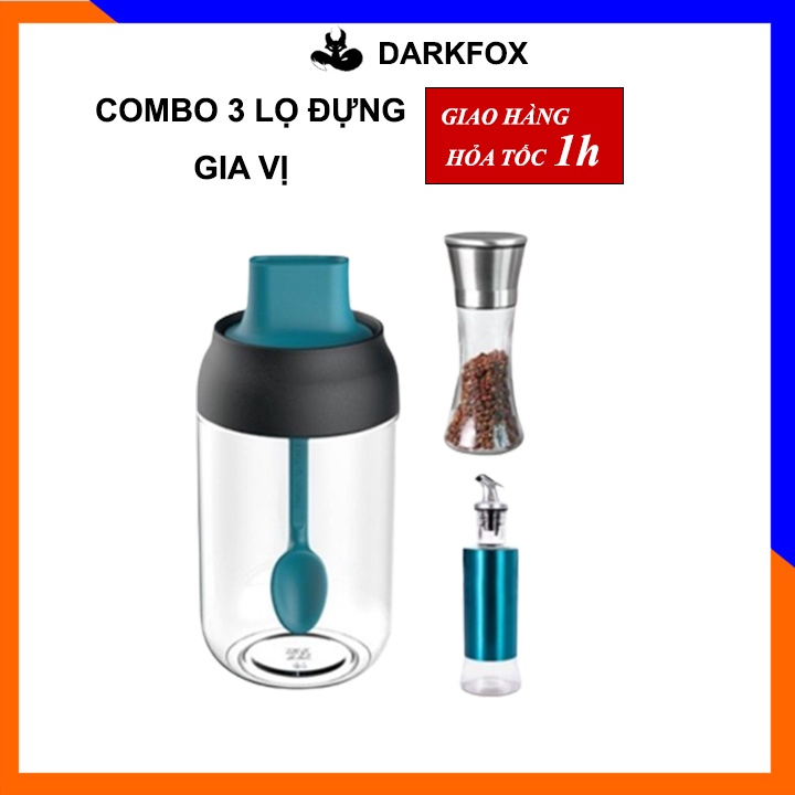 Combo 3 hũ lọ đựng gia vị, xay tiêu, dầu ăn, nước mắm giá siêu tiết kiệm
