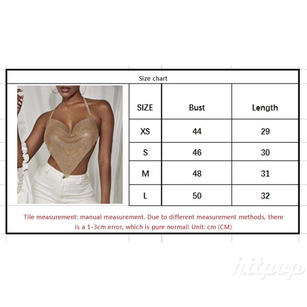 Áo Croptop Không Tay Hở Lưng Đính Đá Lấp Lánh Dành Cho Nữ