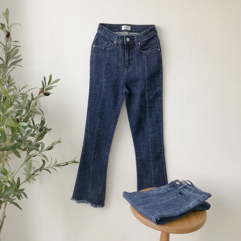 [SALE UP TO 50%] Quần jeans ống loe gân lai tua 2 màu đậm nhạt LENCLOTHING 7828 - 7829