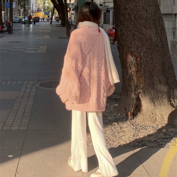 Áo Sweater Cổ Chữ V Dáng Rộng Xinh Xắn Theo Phong Cách Hàn Quốc Dành Cho Nữ