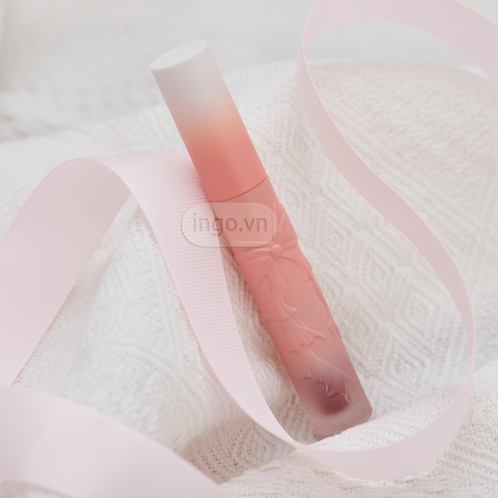 Son Kem Lì MAXFINE， Lip Gloss Lâu Trôi ,Mềm Mại Như Nhung , Vỏ Nơ hồng Mềm Mướt Mịn Lì