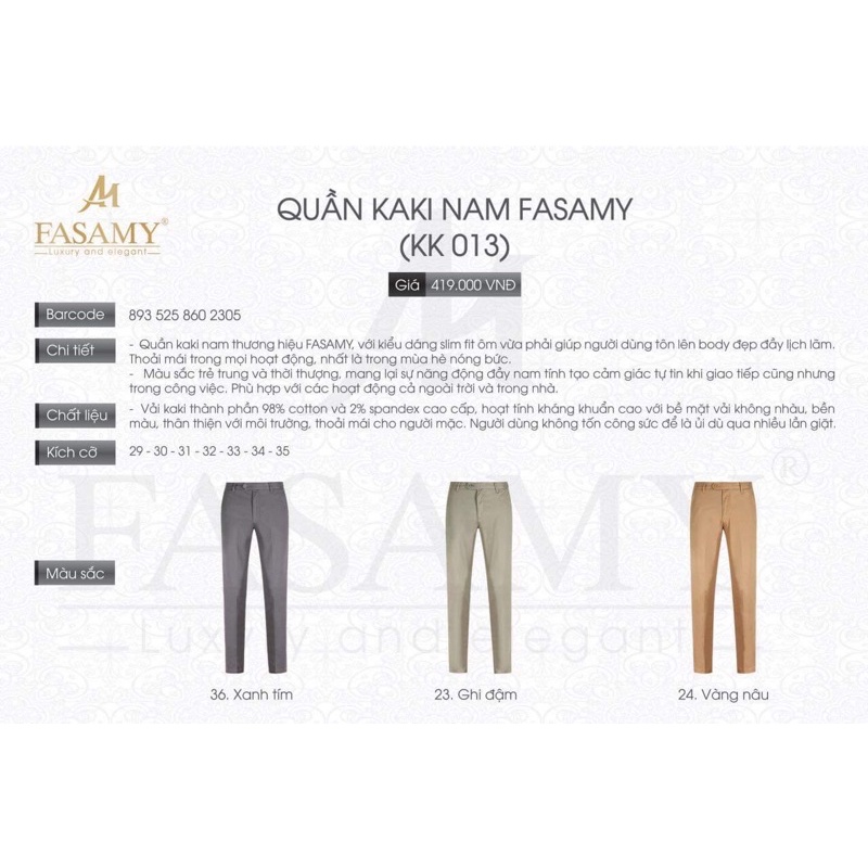 Quần Kaki Nam Fasamy (013)