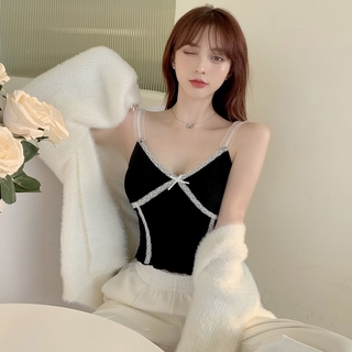 Áo hai dây phối ren cổ chữ V gợi cảm cho nữ