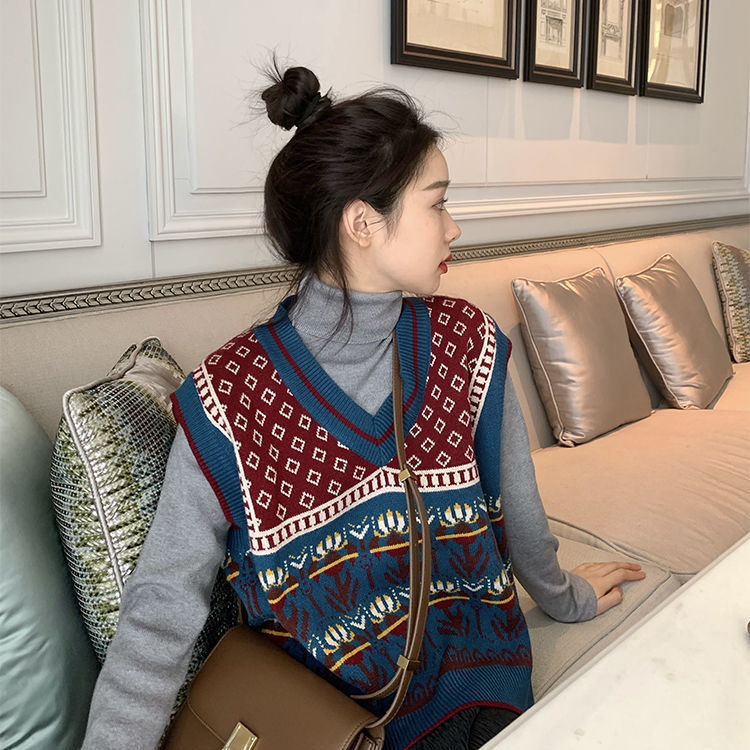 Áo Khoác Gile Len Dệt Kim Không Tay Cổ Chữ V Phong Cách Cổ Điển Cho Nữ | BigBuy360 - bigbuy360.vn