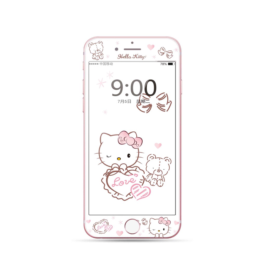 Kính cường lực toàn màn hình in hình Hello Kitty cho Iphone 7/8/6/6s plus