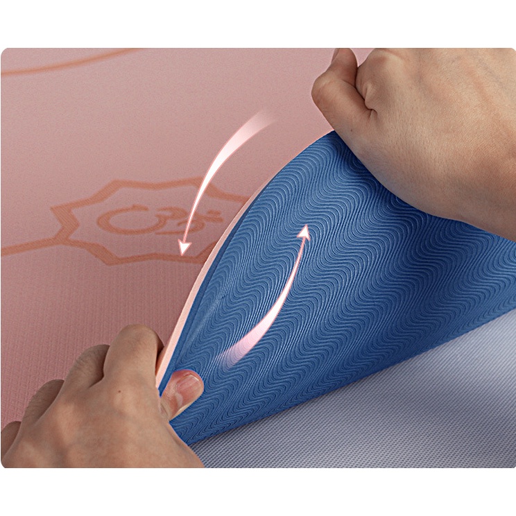 Thảm tập yoga, thảm tập gym tại nhà THAMES chống trượt TPE định tuyến 2 lớp dày 8mm – Tặng Kèm Túi