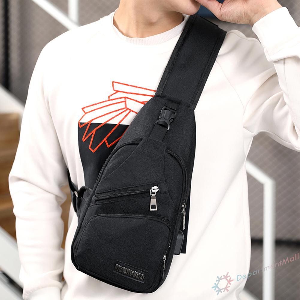 【High Quality】Oxford Cloth Chest Bag Men Zipper Outdoor Casual Crossbody Phone Belt Pouch