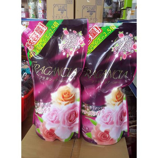 [Hỏa Tốc HN] Nước xả đậm đặc FRAGANCIA hương hoa hồng cỡ lớn túi 1,5L Nội địa Nhật Bản