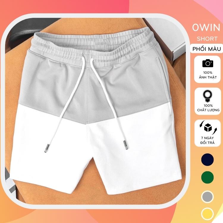 Quần short nam thể thao chất cotton dày dặn thoáng mát Quần đùi nam phối trắng độc đáo, QD03 - OWIN