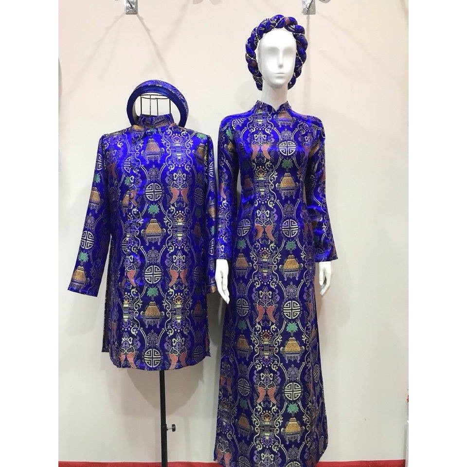 Cặp áo dài cưới in họa tiết độc đáo