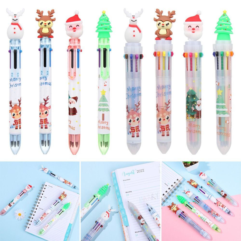 Bút Bi 6/10 Màu Họa Tiết Ông Già Noel Dễ Thương Dành Cho Học Sinh