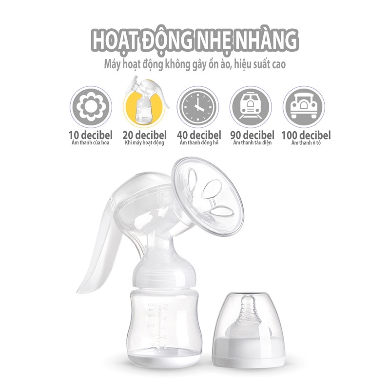 Máy Hút Sữa Cầm Tay Kichilachi - Mẫu Mới  Có Bình Vắt Sữa Êm, Đệm Massage Silicone