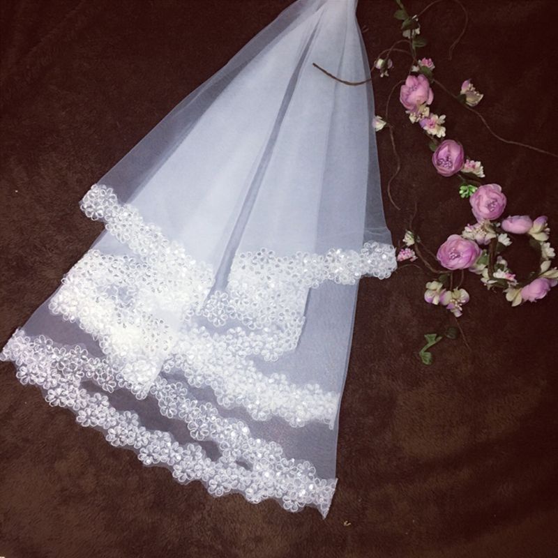 Mạng Che Mặt Vải Tuyn Đính Kim Sa Lấp Lánh 1 Lớp 1.5M Cho Cô Dâu
