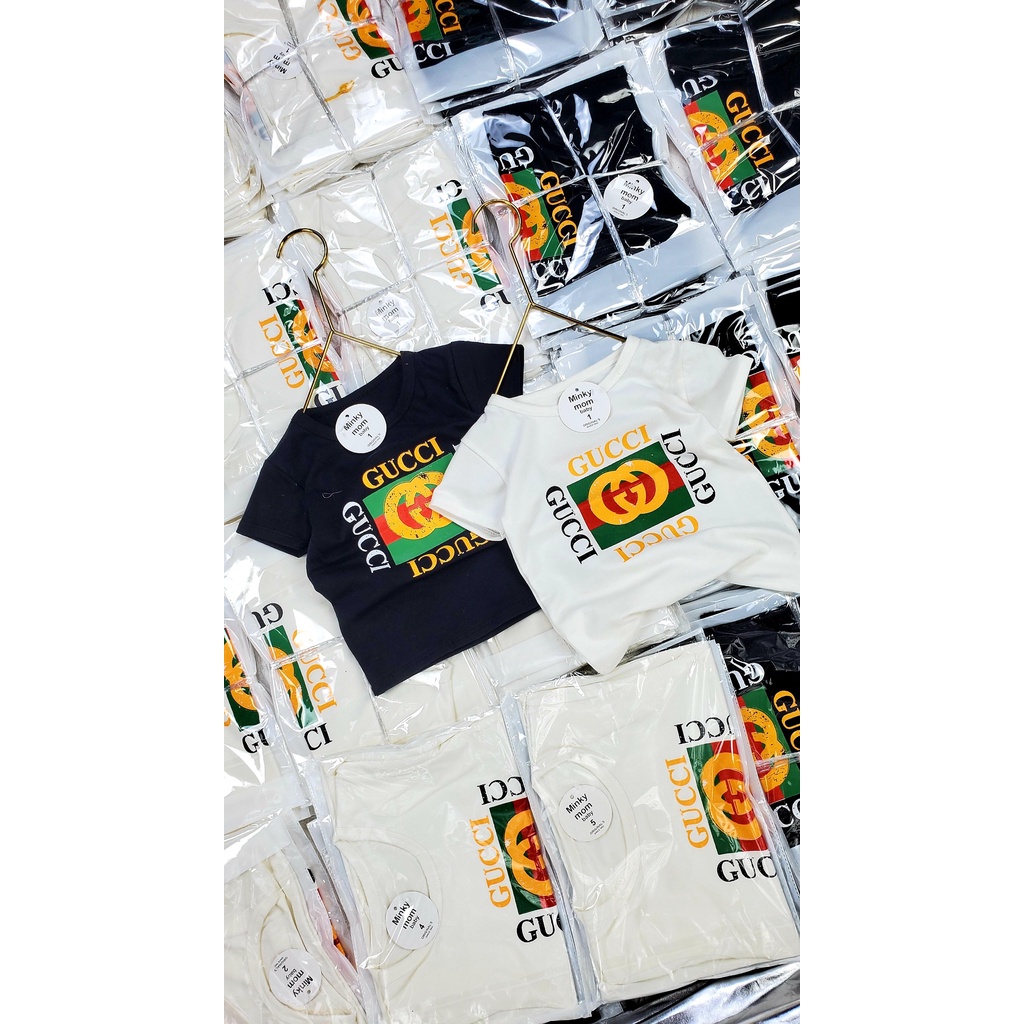 Áo Thun, Áo Phông Cho Bé Trai Bé Gái G C 2 Màu Đen Trắng Cực Hot Size 8-18kg