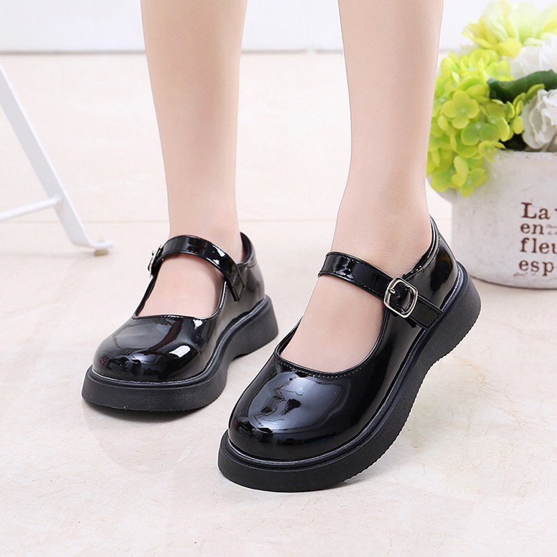 Giày Mary Jane nữ ulzzang đế bằng cao 3.5cm búp bê dáng Lolita cute quai cài ngang da bóng mới xinh đẹp mũi tròn hot