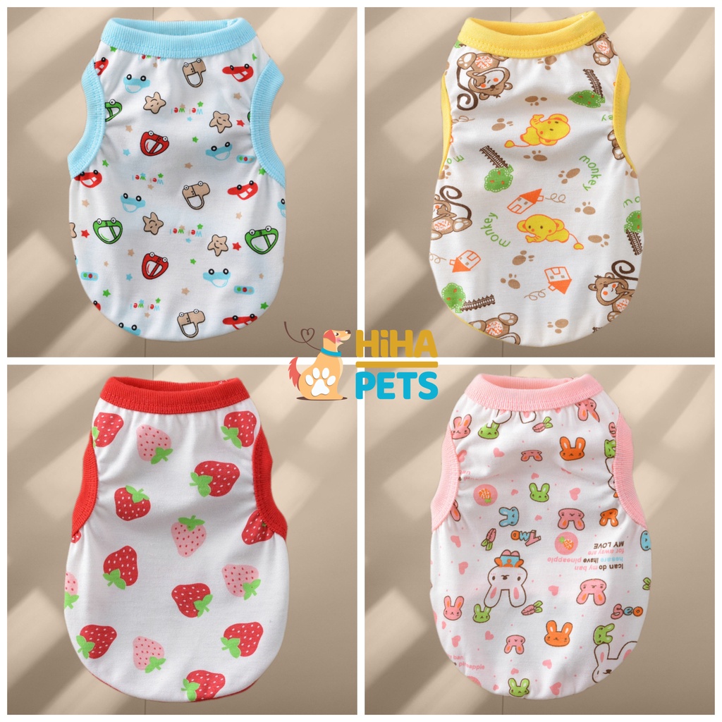 Áo Thun Ba Lỗ Cho Cún Mèo Dễ Thương Quần Áo Thú Cưng Mùa Hè Mát Mẻ Hihapet.