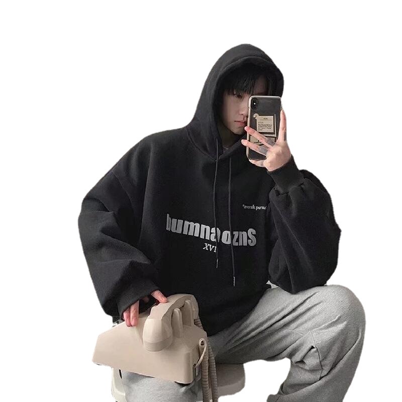 Áo hoodie dáng rộng in họa tiết chữ phong cách Nhật Bản thời trang cho nam và nữ cỡ M-5XL