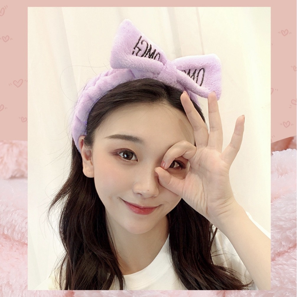 Băng đô nơ OMG vải Nhung cao cấp