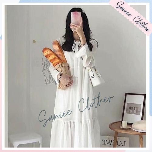 [Mã FAMARAL1 giảm 10K đơn 50K] Sét Váy Babydoll Cổ Nơ Phối Gile Dáng Rộng Chất Đũi Mềm Saniee Clother | BigBuy360 - bigbuy360.vn