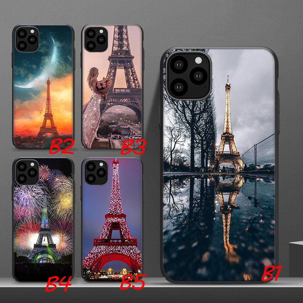 Ốp Điện Thoại In Hình Tháp Eiffel Kèm Dây Đeo Và Móc Xỏ Ngón Cho iPhone 5 5s 6 6sPlus 7 8Plus X XS XR XS Max 11