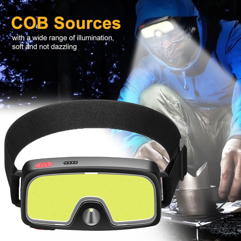Đèn Pin Đội Đầu COB Siêu Sáng Chống Thấm Nước Kèm Sạc USB Tiện Dụng Chất Lượng Cao