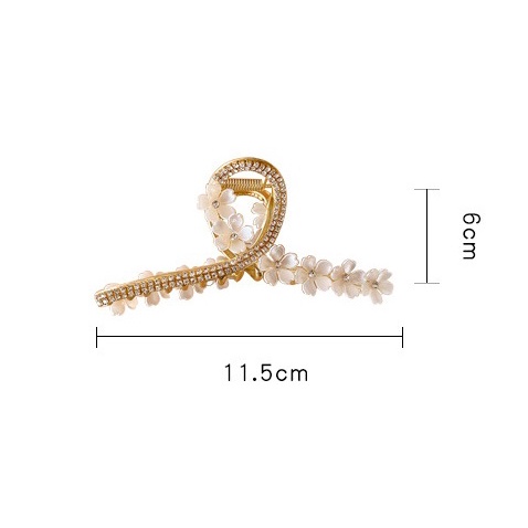 Kẹp tóc càng cua hoa trắng đính hạt châu lấp lánh sang trọng K44