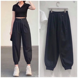 Quần jogger nữ kaki bó ống cài cúc JEMI Ulzzang