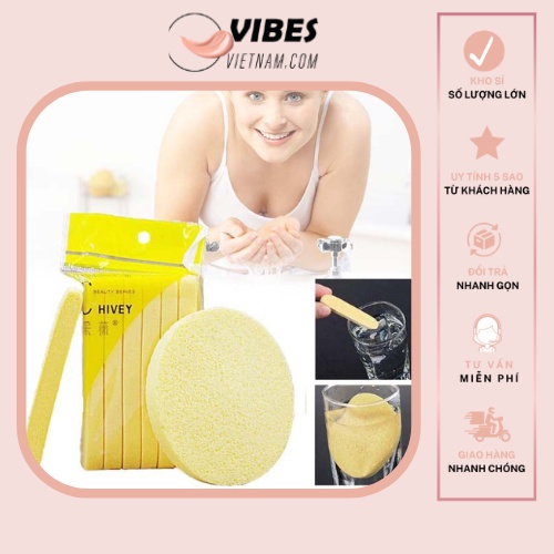 Bông Nở Rửa Mặt Bọt Biển Chivey Tẩy Trang Làm Sạch Da Dạng Nén Bịch 12 miếng - vibesvietnam