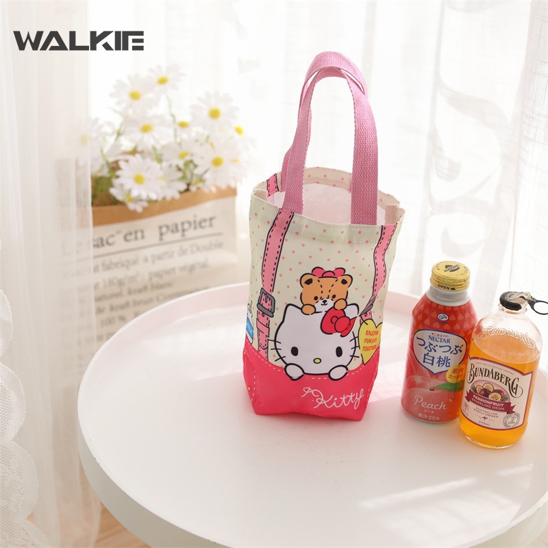 Túi Vải Canvas Đựng Cốc Nước Giữ Nhiệt In Hình Kuromi Cinnamoroll Hoạt Hình 23CM